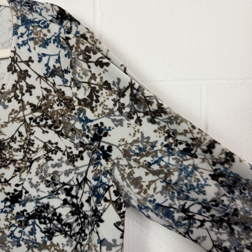 Pure Jill J Jill Shift Velour Dress SZ XL Vine Floral Print Soft Cozy Fall Cabin - Picture 4 of 12